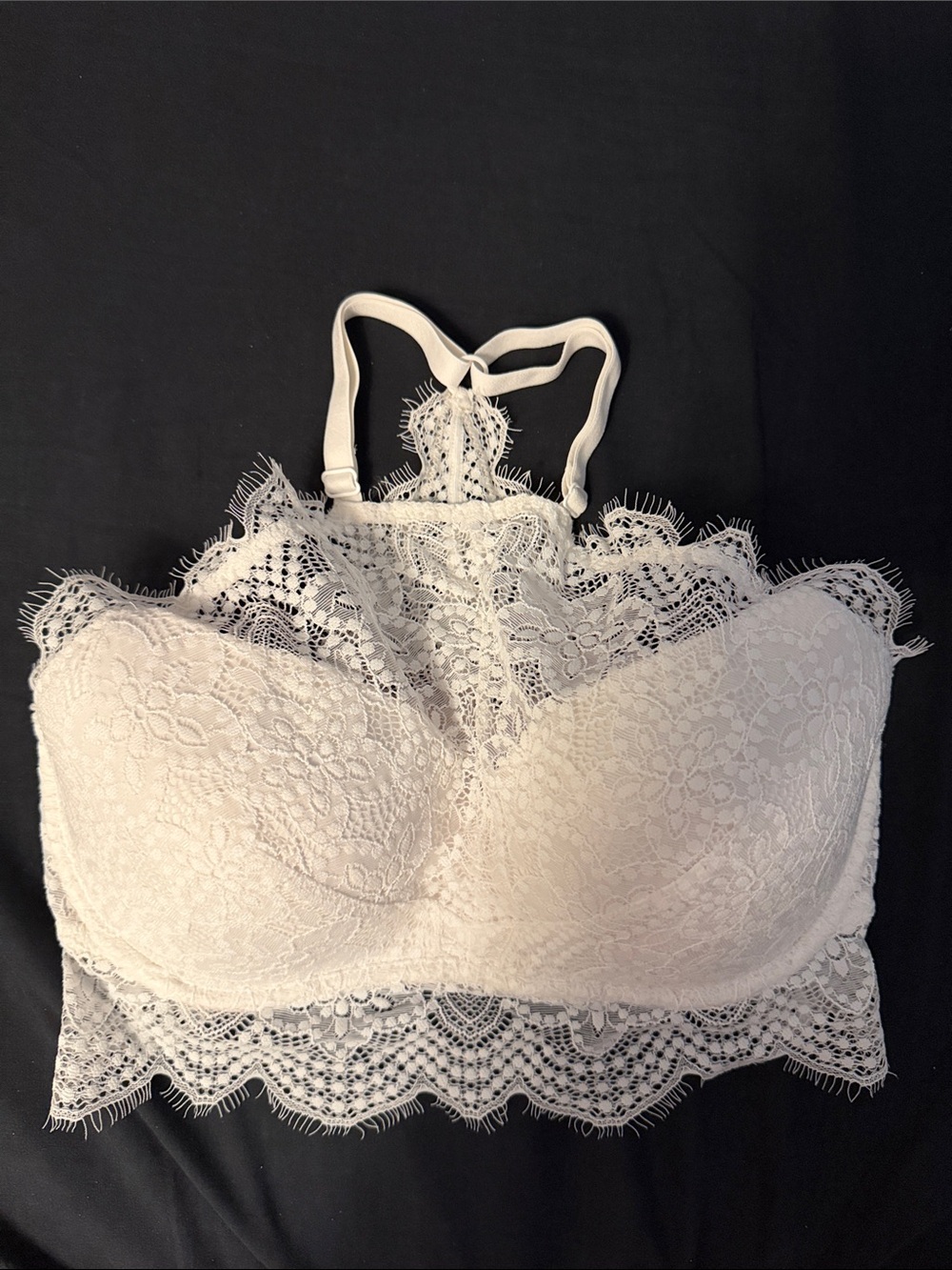 PINK Victoria's Secret Ivory Lace Longline Push-up Bralette